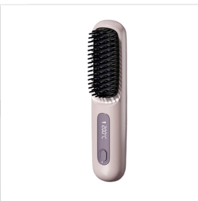 2-in-1 Wireless Hair Straightener Brush – Fast Heating Portable Comb with USB Charging