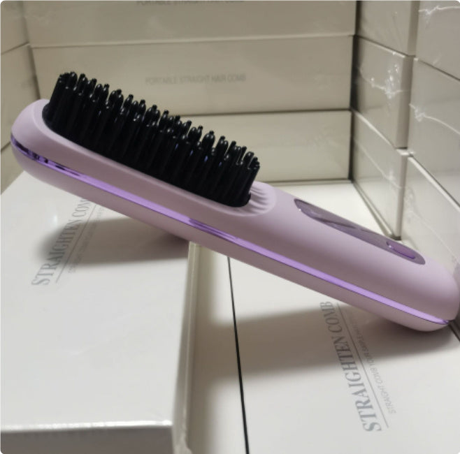 2-in-1 Wireless Hair Straightener Brush – Fast Heating Portable Comb with USB Charging