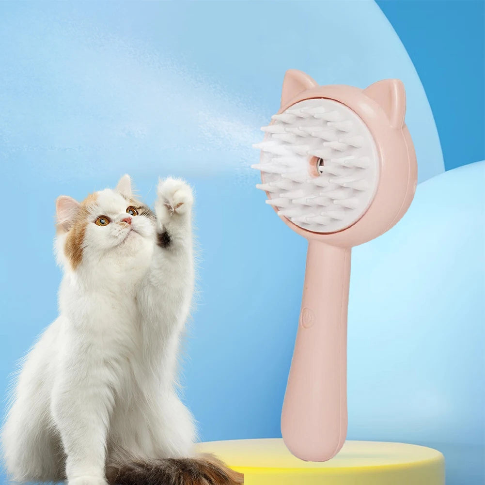 Rechargeable Mist Hair Cleaning Brush – Self-Cleaning Slicker Grooming Brush for Cats & Dogs