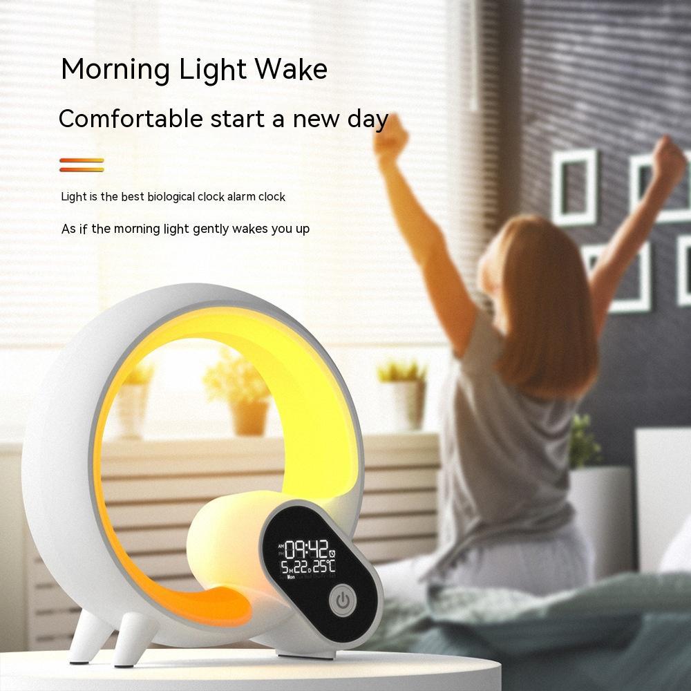 Creative Q Light Analog & Digital Sunrise Alarm Clock with Bluetooth Audio and Colorful Atmosphere Lighting
