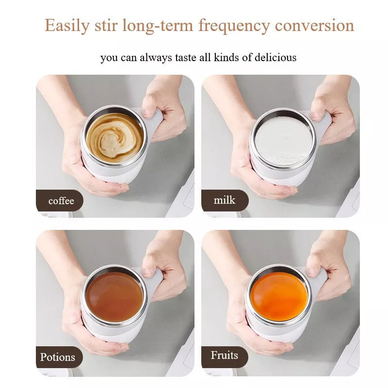 Rechargeable Automatic Electric Stirring Coffee Cup – Magnetic Rotating Milkshake & Water Mixer