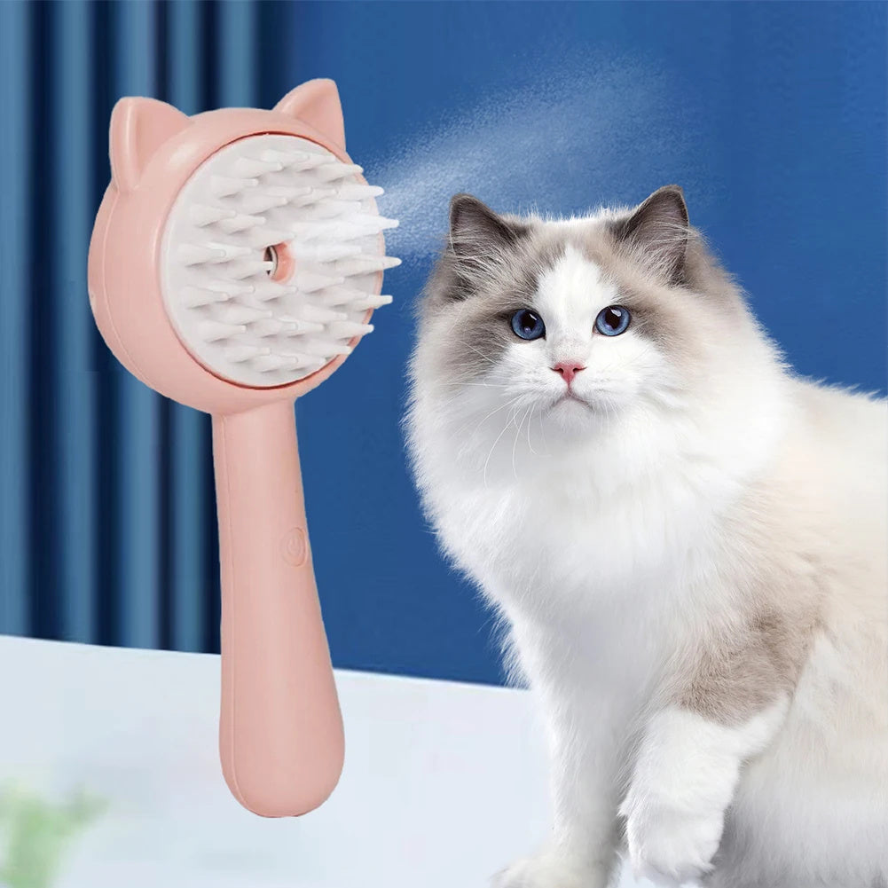 Rechargeable Mist Hair Cleaning Brush – Self-Cleaning Slicker Grooming Brush for Cats & Dogs