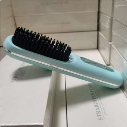 2-in-1 Wireless Hair Straightener Brush – Fast Heating Portable Comb with USB Charging