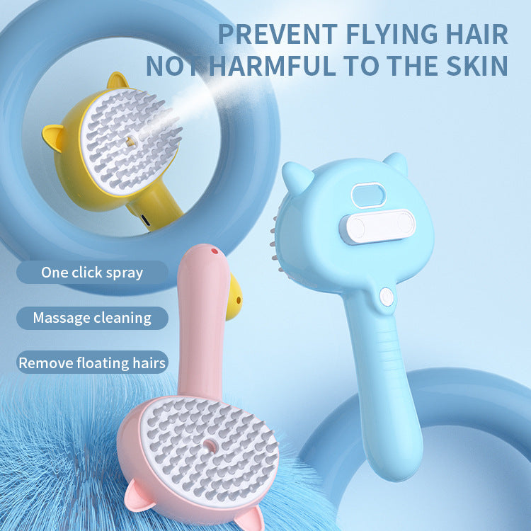 Rechargeable Mist Hair Cleaning Brush – Self-Cleaning Slicker Grooming Brush for Cats & Dogs